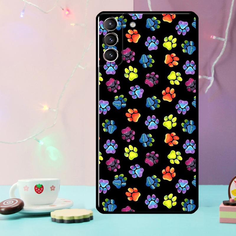 Dog foot Paw Colorful Pattern Phone Case For Samsung Galaxy S25 Ultra S20 S21 S22 S23 S24 Ultra Plus S9 S10 S25 FE Cover
