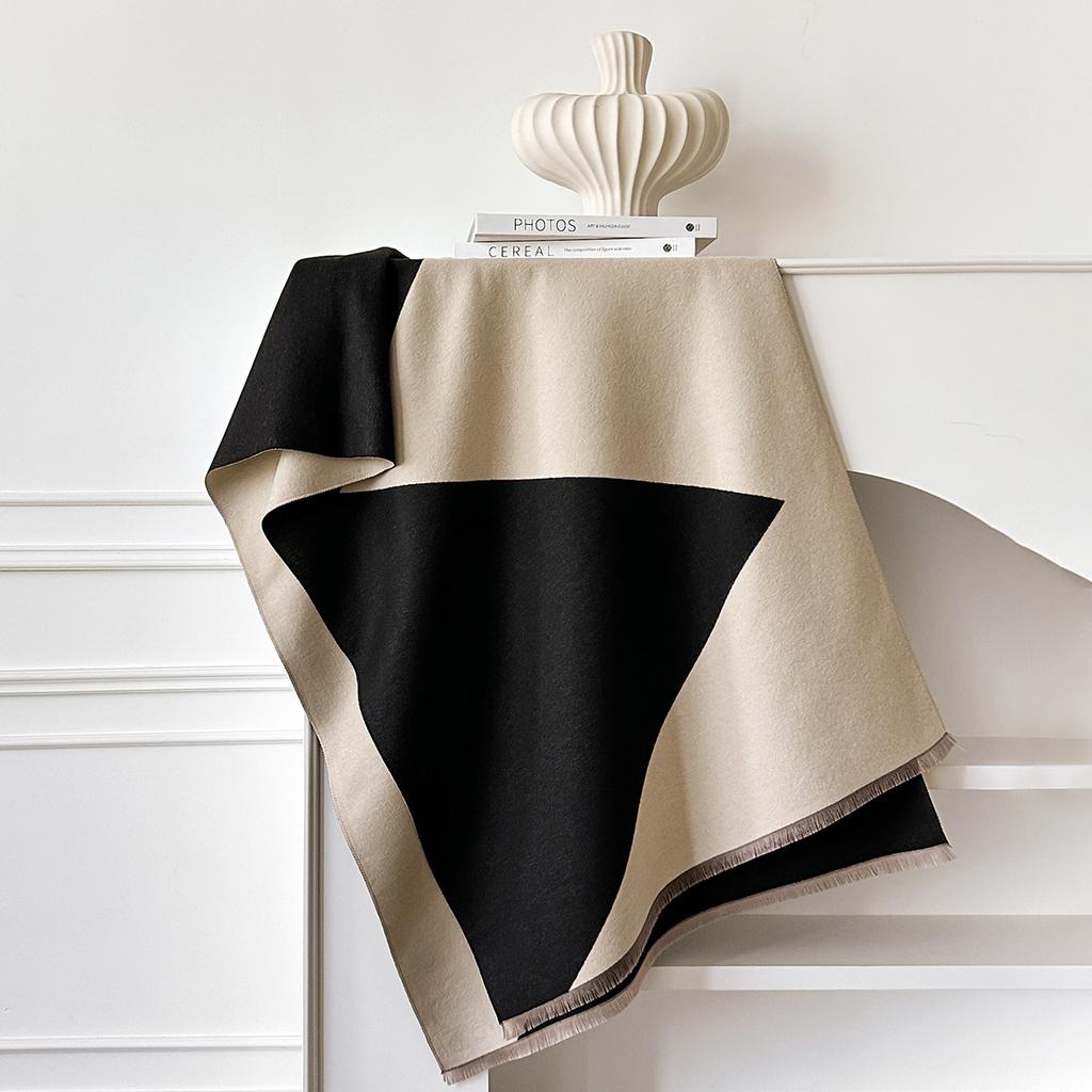 Imitation Cashmere Wool Scarf Women'S Autumn And Winter High-End Plaid Shawl Versatile Simple Fringed Scarf Batch