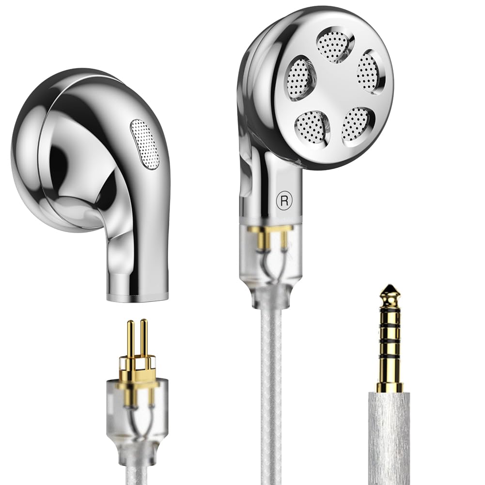 TRN Seahorse Pro Dynamic Wired Composite Aluminum Detachable Cable Intra-Conca Earphones, 14.2mm Driver, In-Ear Earphones, PU+LCP Diaphragm, Housing,
