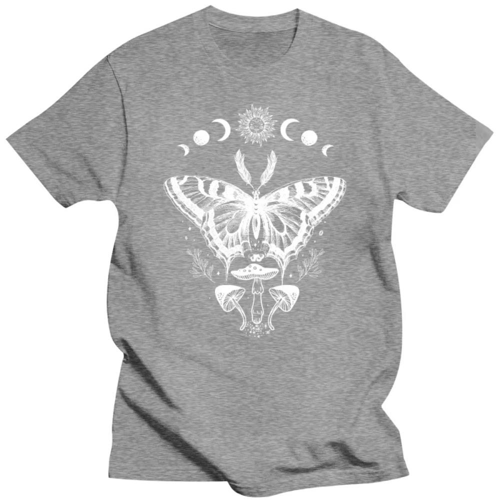 Men's T-shirts Moth Mushrooms Cottagecore Insect Bug Sun and Moon Vintage Aesthetic Indie Alt Graphic Art Classic Shirts Male