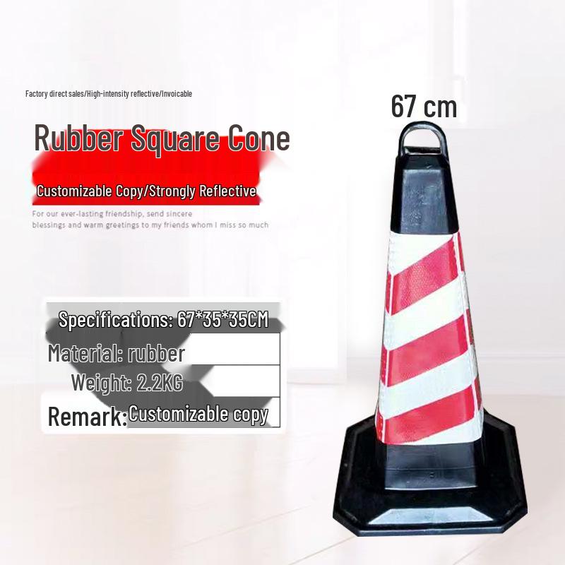 Reflective Rubber Traffic Cone: 70cm Triangular, 90cm Highway, Square, Cone-Shaped Barrel, Lifting Ring