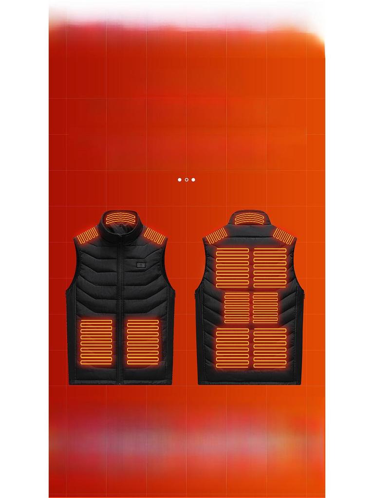Adjustable Electric Heating Vest with USB, Cotton, Stand-Up Collar, Loose Fit, Large Size