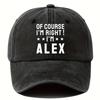ATHACER IM RIGHT IM ALEX Baseball Cap  Funky  Washed Distressed Sun Hat in Black Olive Green Navy Blue for Men