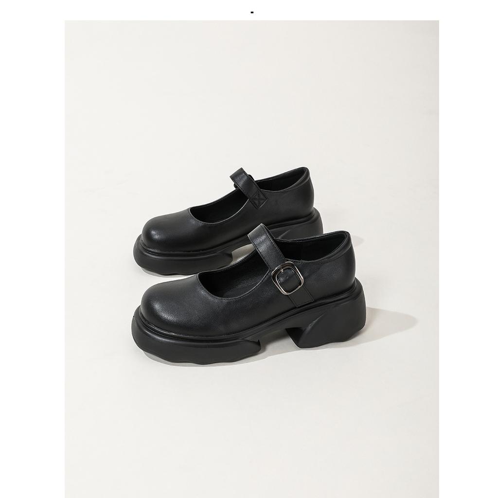 Platform Jk Small Leather Shoes Women's Spring New Japanese College Style One-word Buckle High-heeled Mary Jane Single Shoes