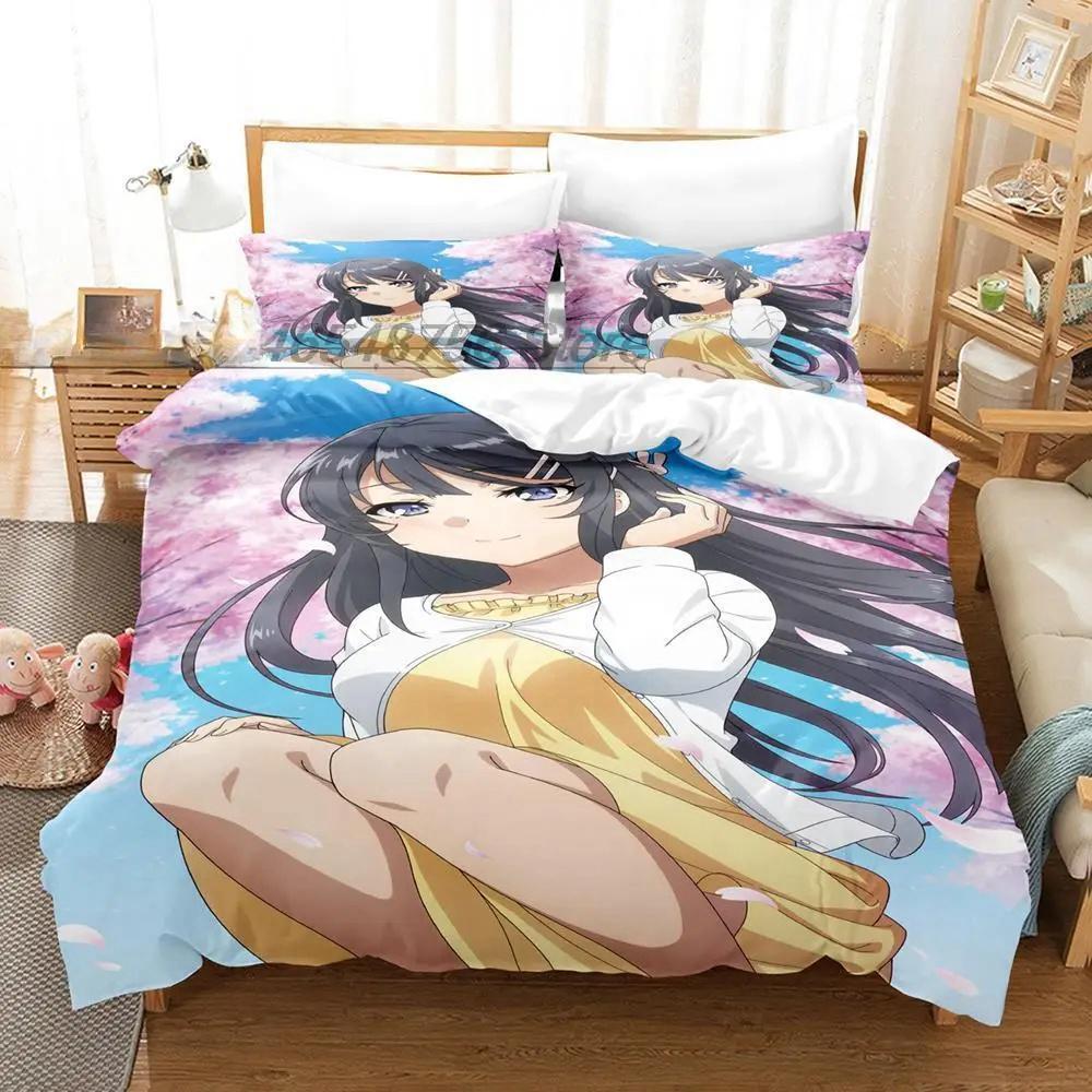 

3d Print Anime Sexy Girl Sakurajima Mai Bedding Set Single Twin Full Queen King Size Bed Set Adult Kid Bedroom Duvet cover Sets EU Twin 135x200cm