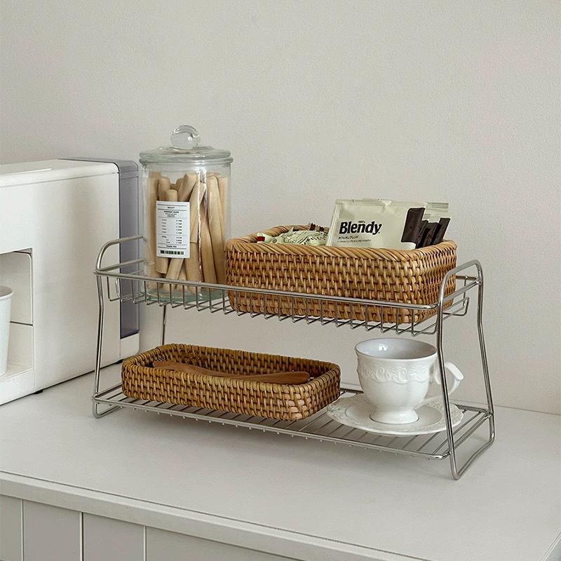 Stainless Steel Bathroom Toilet Countertop Rack Multi-layer Desktop Cosmetic Skin Care Product Storage Rack Cup Finishing Rack