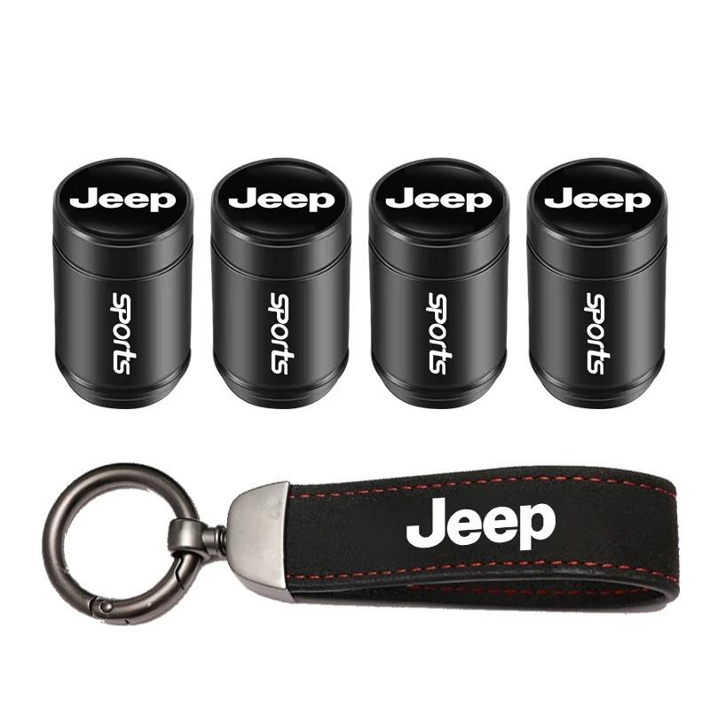 Anti-Rust Car Tire Valve Stem Caps Suede Keychain for Jeep Renegade Wrangler JK JL Grand Cherokee Compass Auto Wheel Accessories