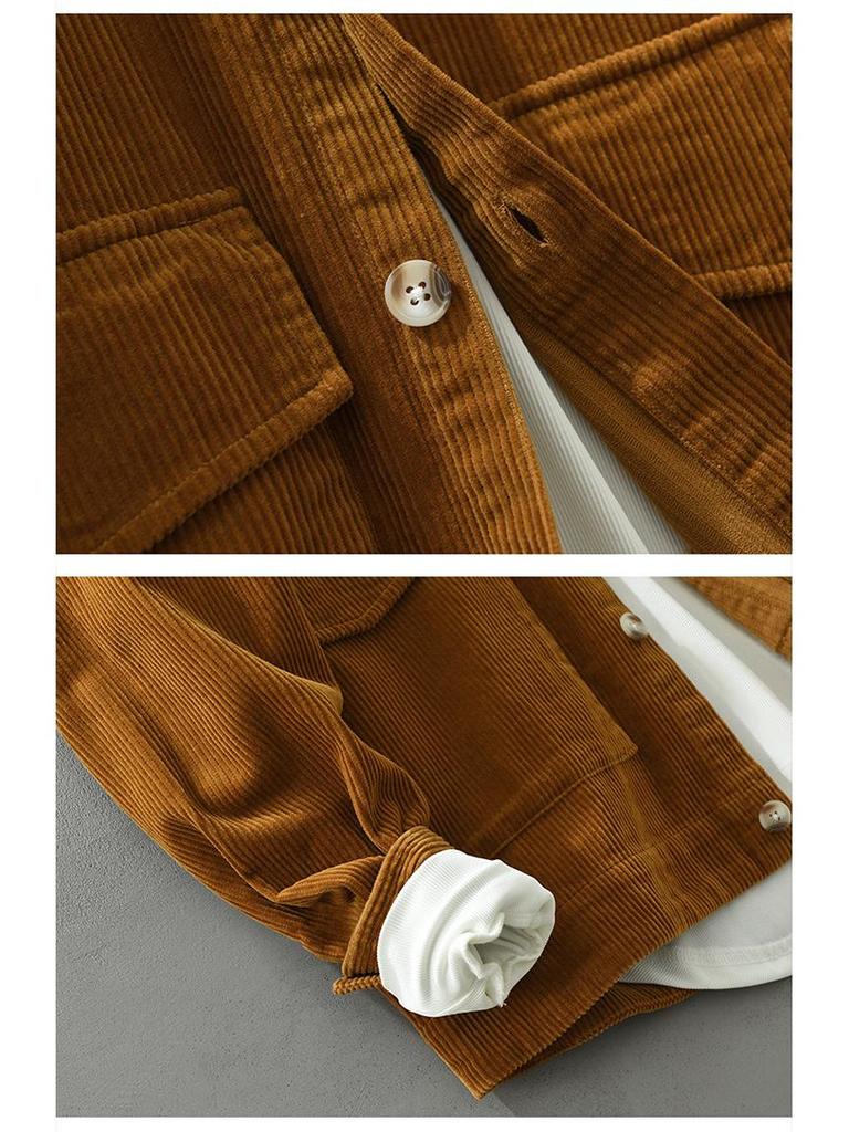 Men's Long-Sleeve Corduroy Shirt - Japanese Retro Style, Loose Fit, Versatile Jacket