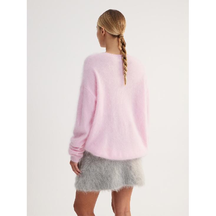 Suéter de Punto Rosa para Mujer Manga Larga Moda Suelto Patchwork Lindo Top Y2k Punto Femenino Elegante Nuevo