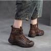 Johnature Damenschuhe aus echtem Leder, weiche Sohle, hohle Sommerstiefel, vielseitige, atmungsaktive Vintage-Sandalen