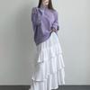 Autumn and winter new simple pullover knitted sweater crew neck sweater women's loose versatile lazy style solid color top tide
