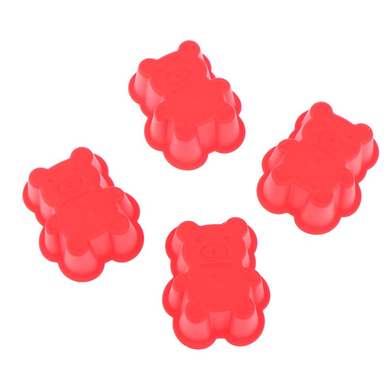 5Pcs  7Cm Creative Silicone Bear Muffin Cup Cake Cup Diy Baking Mold Color Random