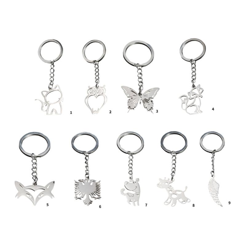 Unique Animal Pendant Keychain Stainless Steel Jewelry Gift Ornament For Women Best Friend Souvenir Birthday