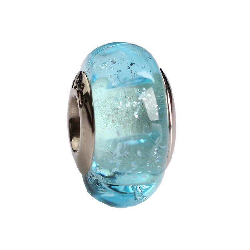 Copper Pink Flower Murano Glass Beads Charm Fit Original Bracelet Necklace Faceted Murano Diy Women Luxury Jewelry