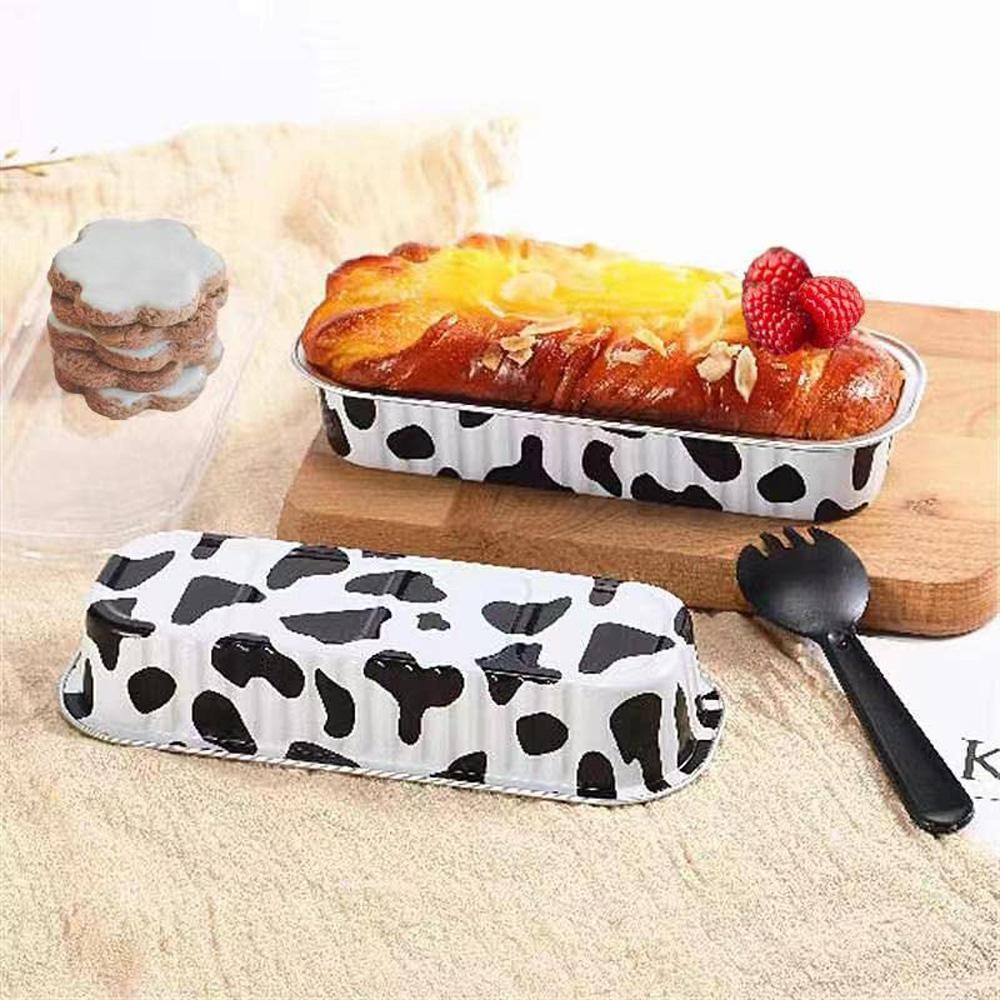Mini Cake Pan with Lid Mini Baking Pan Aluminum Foil Long Baking Cup Disposable Aluminum Foil Bakaing Pan Brownie Cake Liner