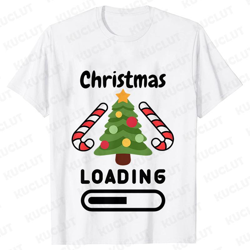 Christmas Loading Graphic TShirt Men Clothing Xmas Short Sleeve Tees Happy New Year Tshirt Trendy Merry Christmas Y2k Tops