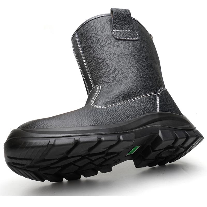 Black Leather Boots Men Steel Toe Shoes Waterproof Men Mining Boots Safety Shoes Puncture-Proof Safety Boot for Engineers Work