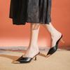 Baotou Half Slippers Women Wear Pointed High Heels Thick Heels Cool Slippers Women's New High Heels Slippers Large Size