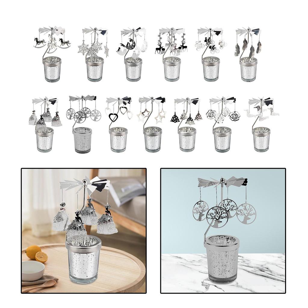 Elegant Rotating Candle Holder for Fireplace Desktop Restaurant Festival Christmas