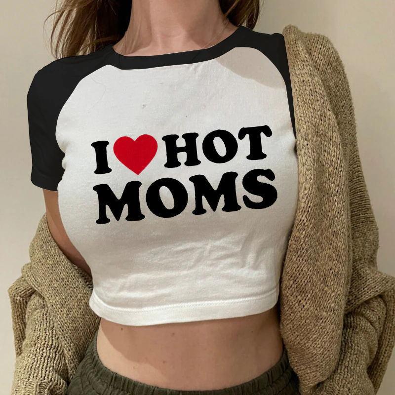 New European and American Spice Girls alphabet-printed navel top summer round neck pullover slim shoulder sleeves short T-shirt