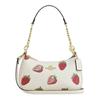 Teri 24 Strawberry Print Coated Canvas Crossbody Shoulder Bag Medium Women's Chalk White