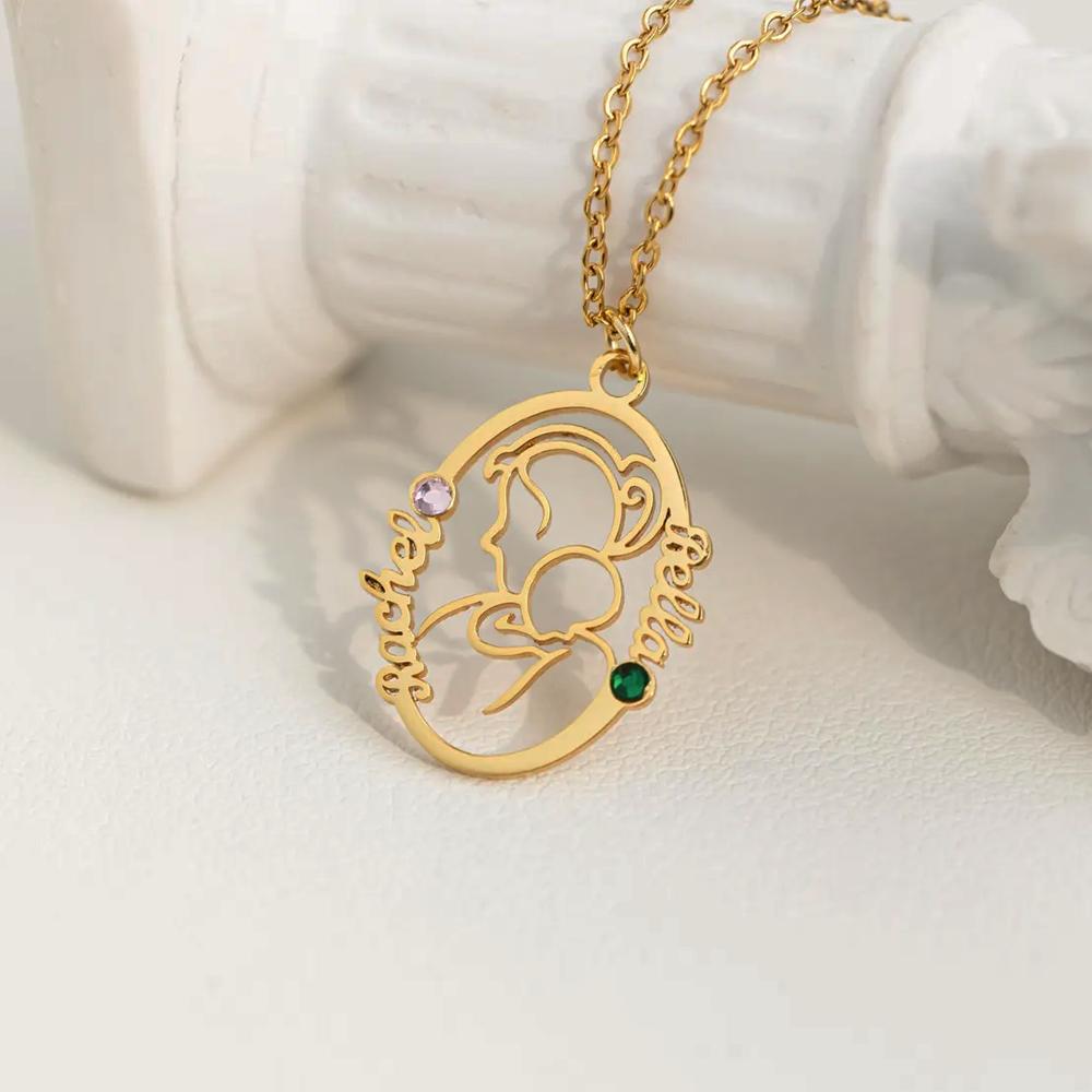 Atoztide Custom 2 Namen Ketting voor Vrouwen Gepersonaliseerde Roestvrij Staal Sieraden Moeder Kinderen Hartvormige Ketting Hanger Verjaardagscadeau
