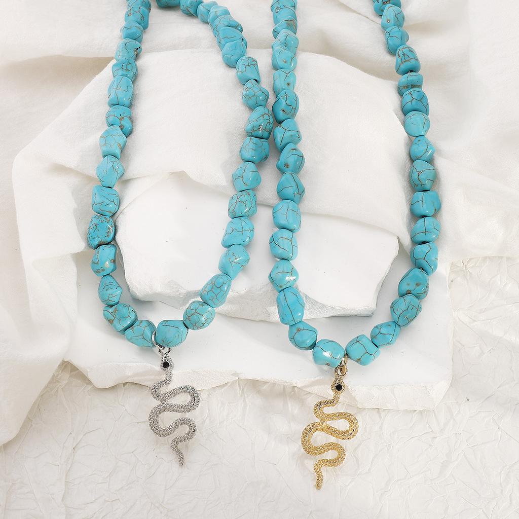 Bohemian Style Evil Eye Turquoise Necklace Irregular Beaded Choker Western Fashion Jewelry For Women Trendy Accessory