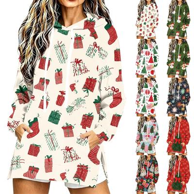 Women's Casual Long Sleeve Christmas Print Hoodie for Winter Holiday
