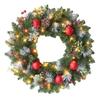 Christmas Wreath With PVC Red Berries PE Leaves Natural Pinecones Door Window Decor