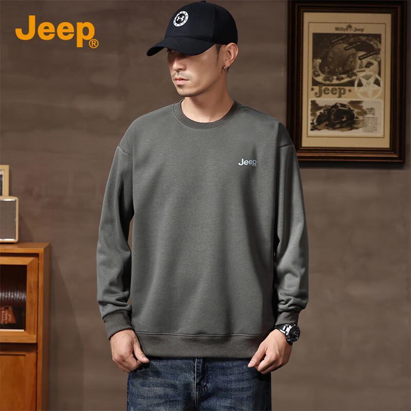 JEEP Men s Round Neck Loose Fit Sweatshirt 2XL