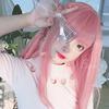 Eileen HAIR Cute Pink Wig, Semi-Long, Full Wig for Women, Straight, Natural, Harajuku Style, Popular, Slimming Effect, Includes Net, Free Shipping