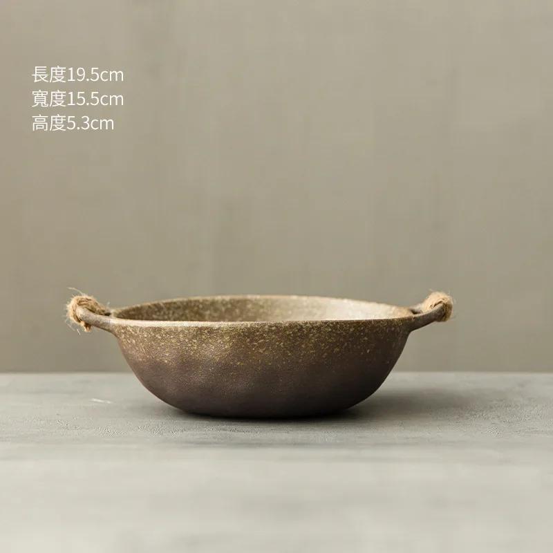 Japanese Ceramic Plate Tableware Dinner Plate Retro Handmade Creative Hotel Household Fish Steak Plate Salad Bowl