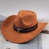 Western Cowboy Style Tibetan Bull Head Accessories Fashion Top Hat Autumn/Winter New Collection Deer Skin Velvet Large Edge Riding Hat