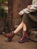 Fashion GKTINOO Handmade Retro High Heel Boots Women Autumn Winter Full Cow Leather Round Toe Zipper Trend Warm Ankle Boots Female