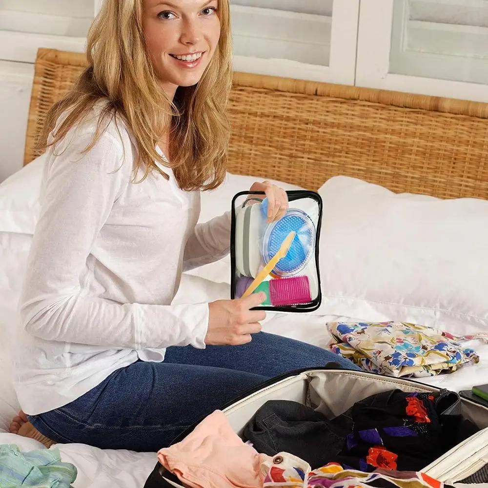 1/3pcs Transparent Makeup Bag Pvc Waterproofing Wear-Resistant Toiletries Bags Multi Doll Clothes Towels Cosmetics Storage Bag