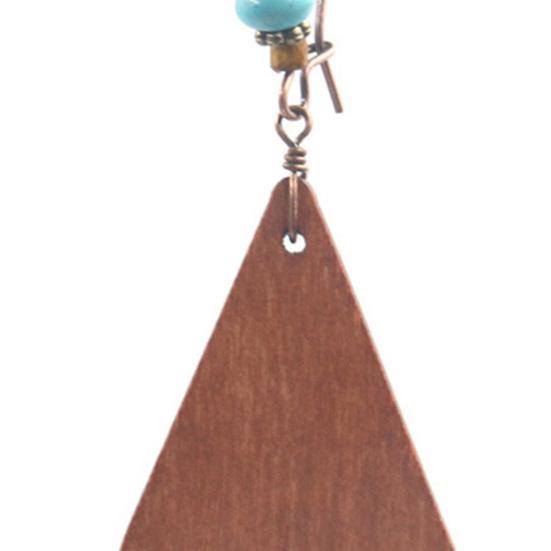 1 Pair Flower Shape Bohemia Drop Earrings Wood Waterdrop Shape Beads Hook Earrings Jewelry