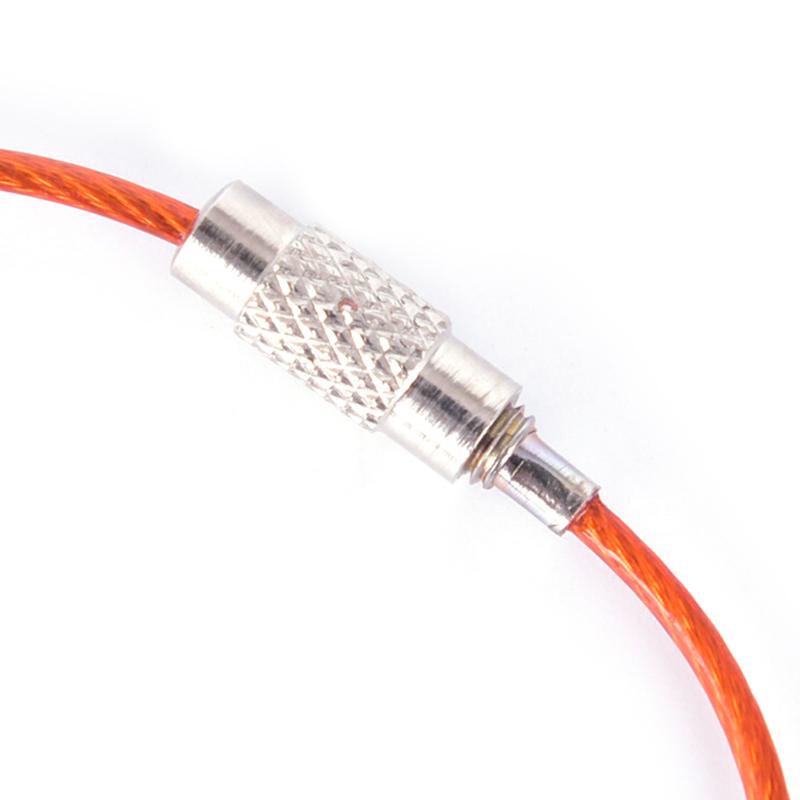 Stainless Steel Wire Keychain Keyring Circle Rope Cable Loop Screw Lock Gadget