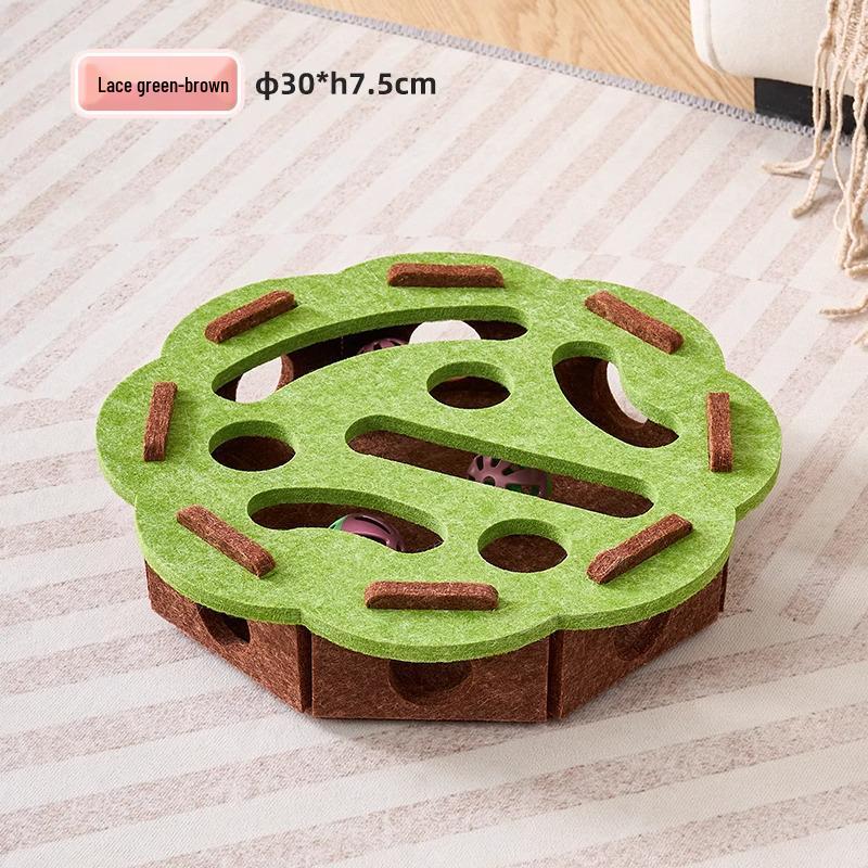 Interactive Felt Box Cat Toy with Teasing Bell Ball – Self-Play & Puzzle Maze for Boredom Relief