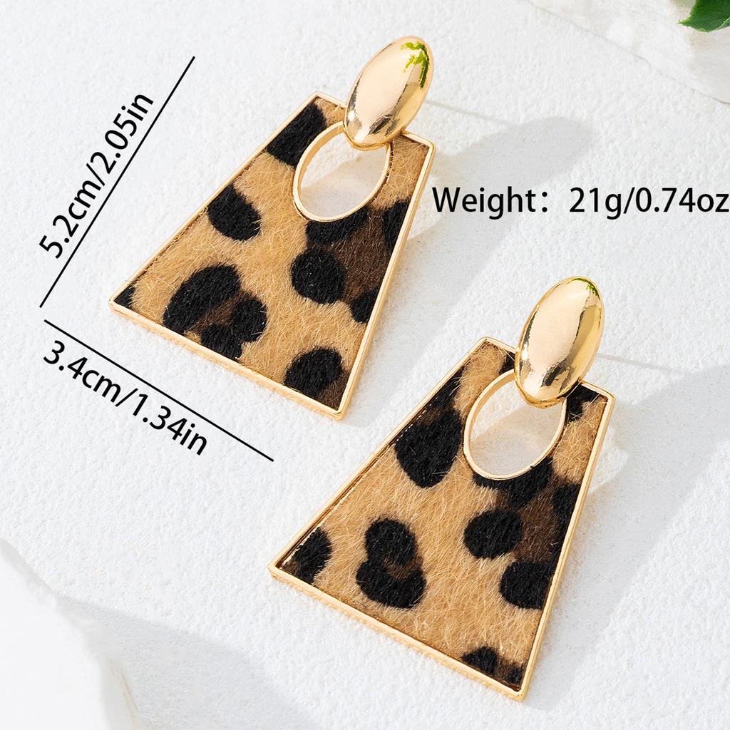 Rock Grunge Brown Leopard Print Punk Charm Earrings for Women Sexy Fashion Accessories New Leopard Print Earrings Y2K Jewelry