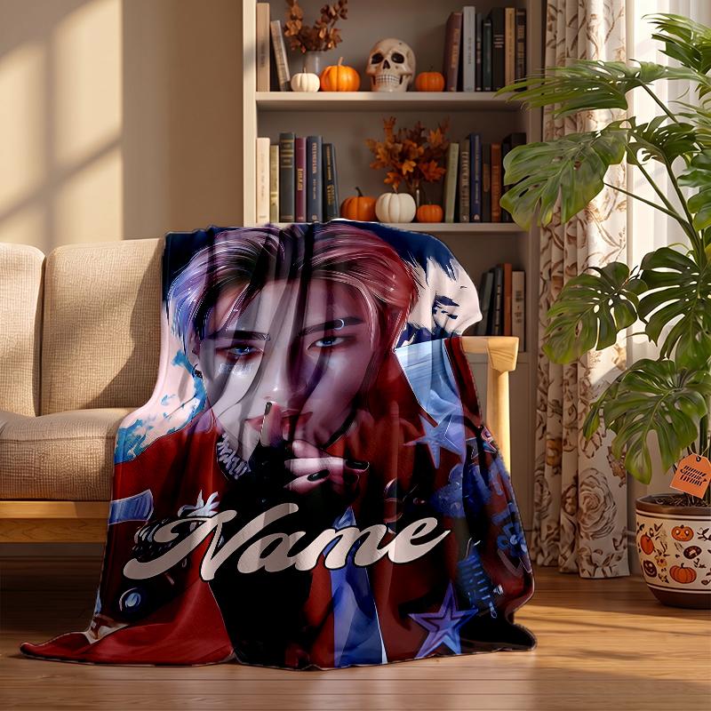 Hyunjin Custom Flannel Blankets Soft Warm Cozy Throws for Home Decor Holiday Gifts