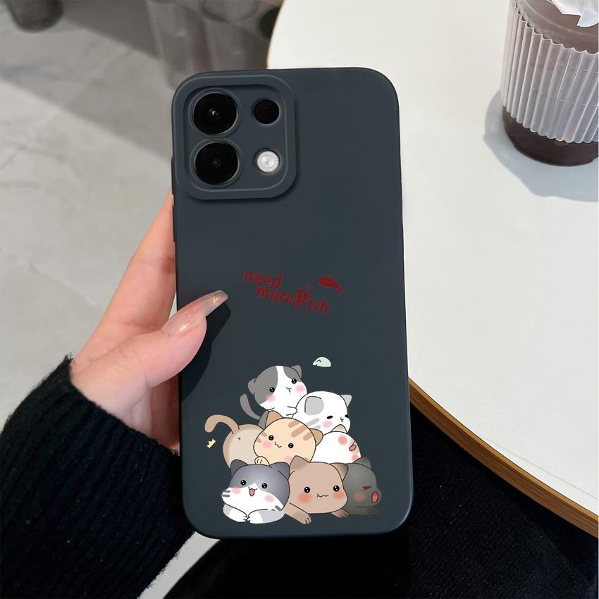 For Oppo K13 Realme 5 6 7 10 8 9 Pro Plus A5X A5 Phone Cases Candy Color Cute Cat Patterns Liquid Silicone Upgraded Shockproof Housing For Oppo Covers