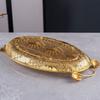 European Fruit Tray, Household Metal Hollowed-out Shape Exquisite Handle Cake Plate,Gold Snack Plate Wedding Decoration,20inch