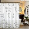 Dachshund Shower Curtain 1Pc Polyester 2D Flat Print 70.8X70.8" Black Line Art On White Background Grommet Top
