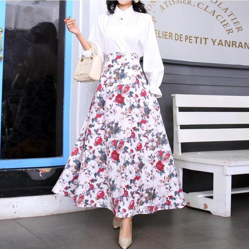 Spring new women's skirt digital printing pendulum dress