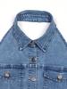 Women's Sleeveless A-Line Denim Dress with Lapel and Waist-Cinched Design