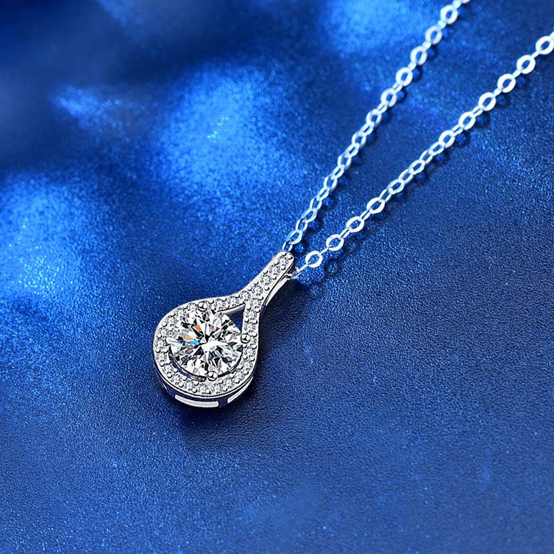 

Mossan Diamond 925 Серебряное Ожерелье Ювелирные Изделия Женская Ниша Подвеска Корейская Версия Темперамент Два Карата Цепочка Ключицы