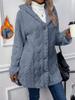 Women's Long Hooded Fleece Coat In Beige, Pink, and Gray, Soft Plush Outerwear with Front Pockets, Loose Fit Casual Winter Jacket