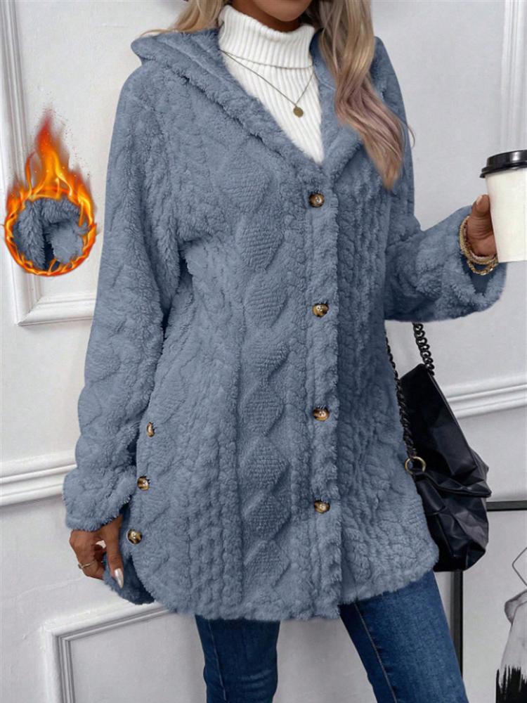 

Женское длинное флисовое пальто с капюшоном бежевого, розового и серого цветов, мягкая плюшевая верхняя одежда с передними карманами, повседневная зимняя куртка свободного кроя XL джинсовый синий