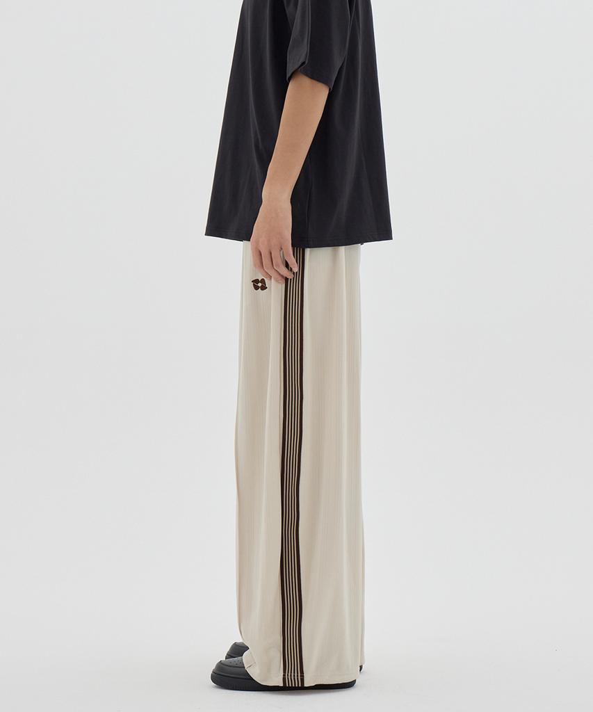 URBANAGE Balloon Fit Curved Line Track Pants_Beige