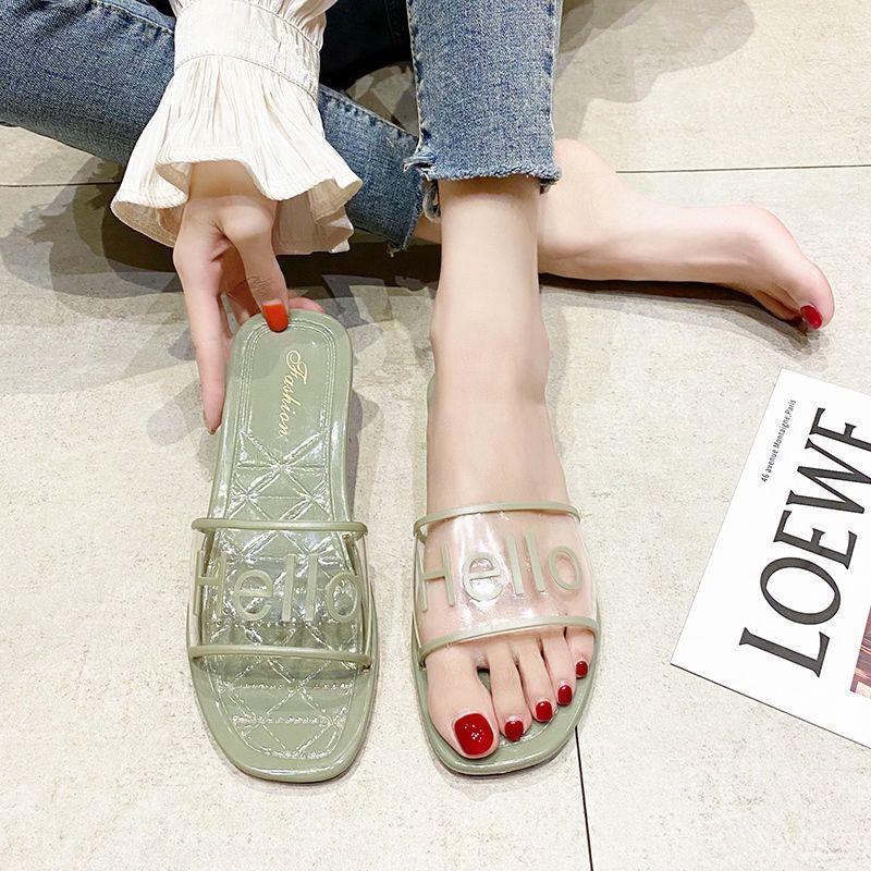 Mode Dam Nya Tofflor Mode Ytterkläder Sommar Nya Stilar Allmatch Halkfria Strand Sandaler och Tofflor Strand Sandaler